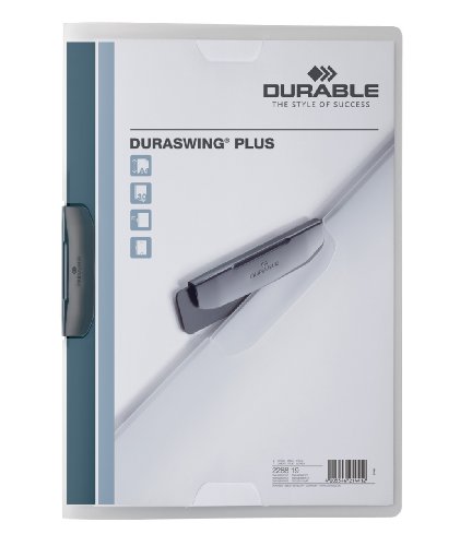 Durable Klemm-Mappe Duraswing plus, PP, DIN A4, 30 Blatt, transparent, sw, 5er Packung, 228819 von Durable