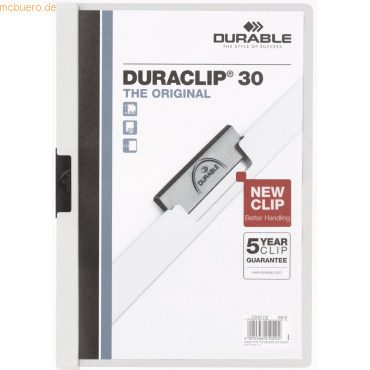 Durable Klemmmappe Duraclip 30 weiß VE=5 Stück von Durable