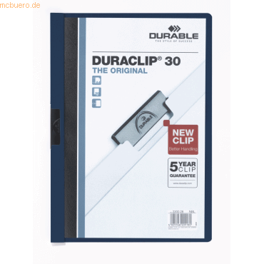 Durable Klemmmappe Duraclip Original 30 bis 30 Blatt A4 nachtblau von Durable