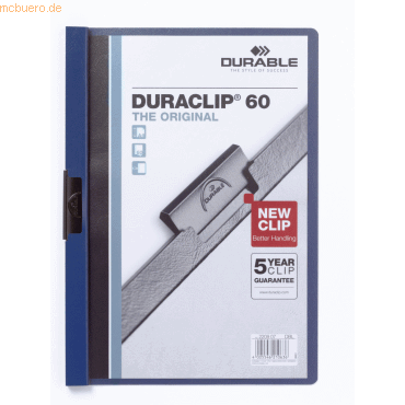 Durable Klemmmappe Duraclip Original 60 bis 60 Blatt A4 dunkelblau von Durable