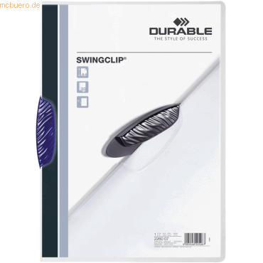 Durable Klemmmappe Swingclip A4 PP 30 Blatt dunkelblau von Durable