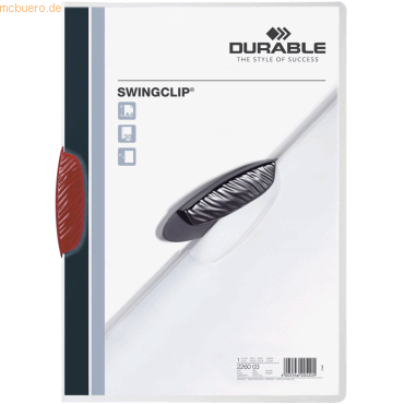 Durable Klemmmappe Swingclip A4 PP 30 Blatt rot von Durable