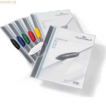 25 x Durable Klemm-Mappe SWINGCLIP für 30 Blatt transparentes Deckblat von Durable