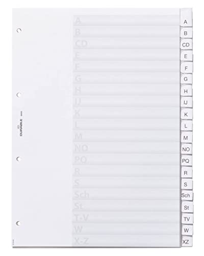 Durable Kunststoffregister A4 20-teilig A-Z, 1 Stück, transparent, 680019 von Durable