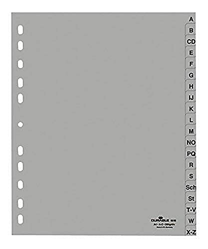 Durable Ordnerregister DIN A4, A-Z, grau, 1 Stück, 6520-10 Durable Ordnerregister DIN A4, A-Z, grau, 1 Stück, 6520-10 von Durable