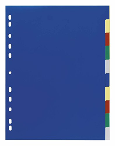 Durable Ordnerregister blankoaus PP, 2x 5-farbig, A4 überbreit, 230 x 297 mm, 10 Blatt, 20er Packung, 674727 von Durable