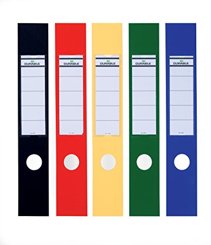 Durable Ordofix Ordnerrückenschilder (selbstklebend, mit Loch) Beutel à 10 Stück, farblich sortiert, 809000 von Durable