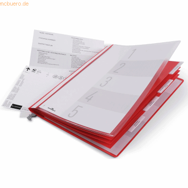Durable Personalhefter A4 Hartfolie 5-fach-Register rot SB-Beutel Durable Personalhefter A4 Hartfolie 5-fach-Register rot SB-Beutel von Durable