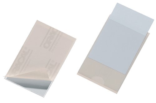 Durable Pocketfix Selbstklebende Visitenkarten-Taschen, 57 x 90 mm, 10 Packungen à 10 Stück von Durable