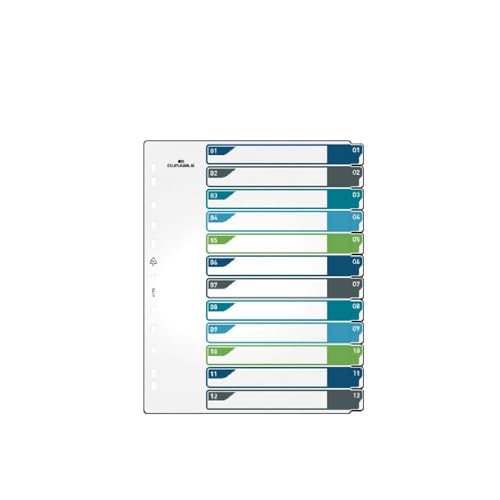 Durable Ordnerregister 1-12, A4+ hoch, beschriftbares Indexblatt, 100% recycelbar, mehrfarbig, 679627 Durable Ordnerregister 1-12, A4+ hoch, beschriftbares Indexblatt, 100% recycelbar, mehrfarbig, 679627 von Durable