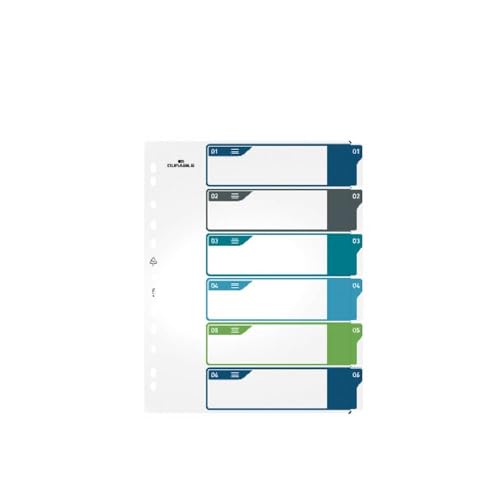 Durable Register 1-6, A4+ hoch, beschriftbares Indexblatt, 100% recycelbar, mehrfarbig, 679427 Durable Register 1-6, A4+ hoch, beschriftbares Indexblatt, 100% recycelbar, mehrfarbig, 679427 von Durable