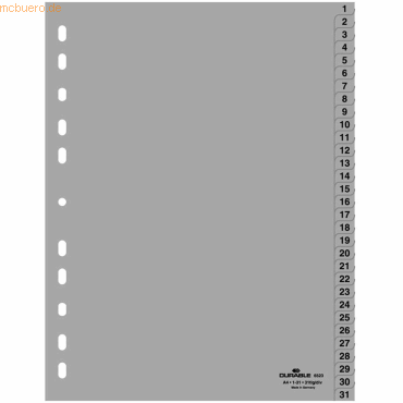 10 x Durable Register A4 1-31 PP grau 10 x Durable Register A4 1-31 PP grau von Durable
