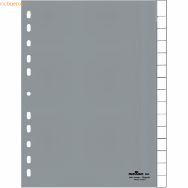 Durable Register A4 blanko 15-teilig grau von Durable