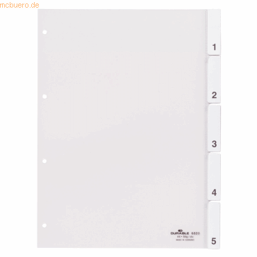 Durable Register A4 blanko PP 5-teilig transparent von Durable