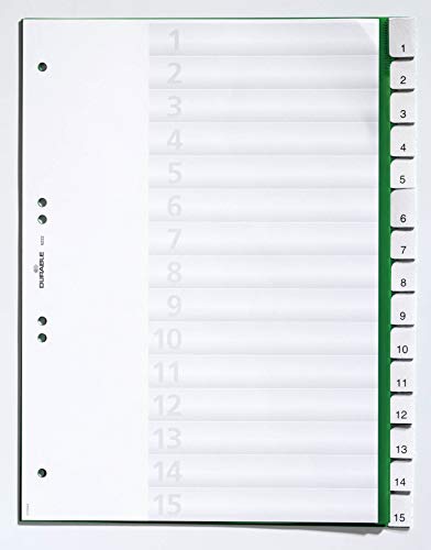 Durable Register aus Kunststoff, mit blanko Taben, 15-teilig, grün, 622205 Durable Register aus Kunststoff, mit blanko Taben, 15-teilig, grün, 622205 von Durable