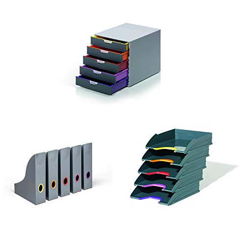 Durable Schreibtisch-Set VARICOLOR - Schubladenbox 760527 und Briefablagen 770557 und Stehsammler 770657 von Durable