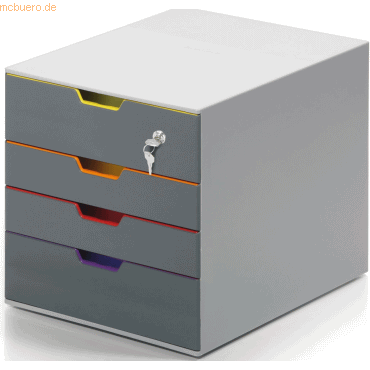 Durable Schubladenbox Varicolor 4 4 Fächer 2 Fachhöhen grau/farbiger V von Durable