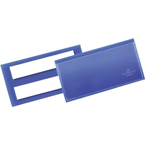 Durable Selbstklebende Etikettentasche, für Etiketten 100 x 38 mm, Packung à 50 Stück, dunkelblau, 175907 von Durable