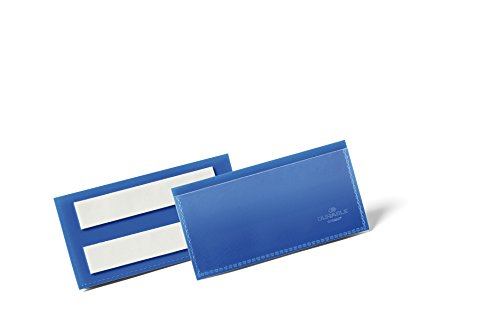 Durable Selbstklebende Etikettentasche, für Etiketten 100 x 38 mm, Packung à 50 Stück, dunkelblau, 175907 von Durable