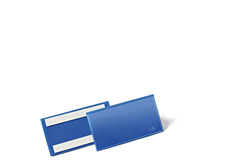 Durable Selbstklebende Etikettentasche, für Etiketten 150 x 67 mm, Packung à 50 Stück, dunkelblau, 176207 von Durable