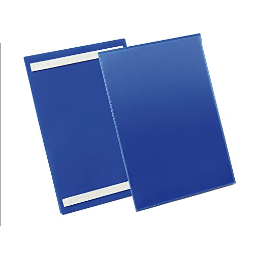 Durable Selbstklebende Kennzeichnungstasche, für Dokumente in A4 hoch, Packung à 50 Stück, dunkelblau, 179707 von Durable