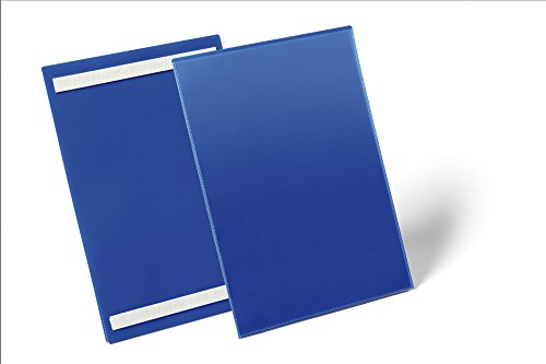 Durable Selbstklebende Kennzeichnungstasche, für Dokumente in A4 hoch, Packung à 50 Stück, dunkelblau, 179707 von Durable
