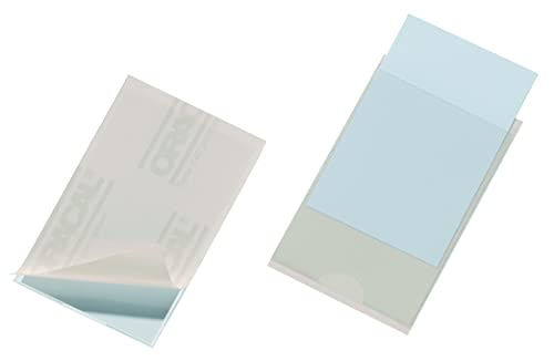 Durable Selbstklebetasche Pocketfix, 90 x 57 mm (Innen), ohne Einsteckschilder, 100 Stück, transparent, 837919, Mittel von Durable