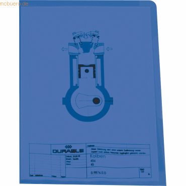 Durable Sichthüllen A4 PP 150my PP VE=50 Stück blau von Durable