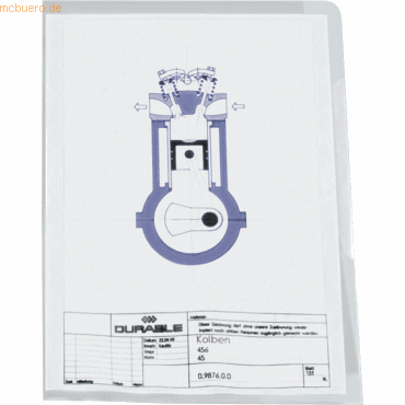 Durable Sichthüllen A4 PP 150my PP VE=50 Stück transparent von Durable