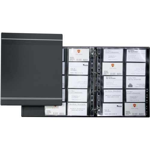 Durable Visitenkarten Ringbuch Visifix A4, für 400 Karten, inkl. Register A-Z, dunkelblau, 238807 von Durable