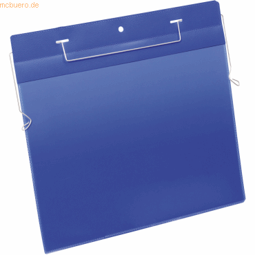 Durable kennzeichnungstasche mit Drahtbügel A4 quer blau VE=50 Stück von Durable