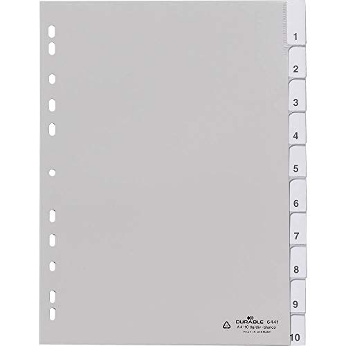 Nachhaltige 6441 – 02 blank Tab Index Polypropylen (PP) weiß – Trennblatt-Ranking (blank Tab Index, Polypropylen (PP), Farbe Weiß, Hochformat, A4, 230 mm) von Durable