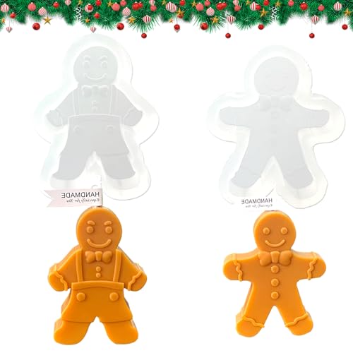 Durdiiy 3D Silikonform Weihnachten Kerzenform - Lebkuchenmann Wichtel für Duftkerzen, Schokolade, Süßigkeiten - Seifenform, Epoxidharz Formen DIY Zubehör (A) von Durdiiy