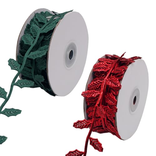 Durdiiy Weihnachtsblattband, 5 Rollen x 10 m, rot-grün, kreativ, elegant, Basteln, breites, dickes Band, Dekoration für Weihnachten, Valentinstag, Blumensträuße, Kuchen, Hochzeit, Party, Durdiiy Weihnachtsblattband, 5 Rollen x 10 m, rot-grün, kreativ, elegant, Basteln, breites, dickes Band, Dekoration für Weihnachten, Valentinstag, Blumensträuße, Kuchen, Hochzeit, Party, von Durdiiy