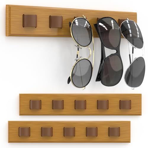 Durmmur Sonnenbrillen-Organizer, Wandmontage, Holz-Brillen-Halter, Sonnenbrillen-Halter zum Aufhängen Ihrer mehreren Brillen, für Wand, Heimdekoration (Holzfarbe) von Durmmur