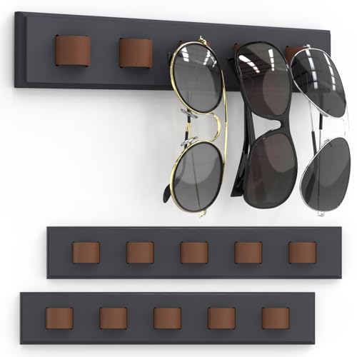 Durmmur Sonnenbrillen-Organizer, Wandmontage, Sonnenbrillen-Organizer, Holz-Brillen-Halter, Sonnenbrillen-Halter zum Aufhängen Ihrer mehreren Brillen, für Wand, Heimdekoration (dunkelgrau) von Durmmur