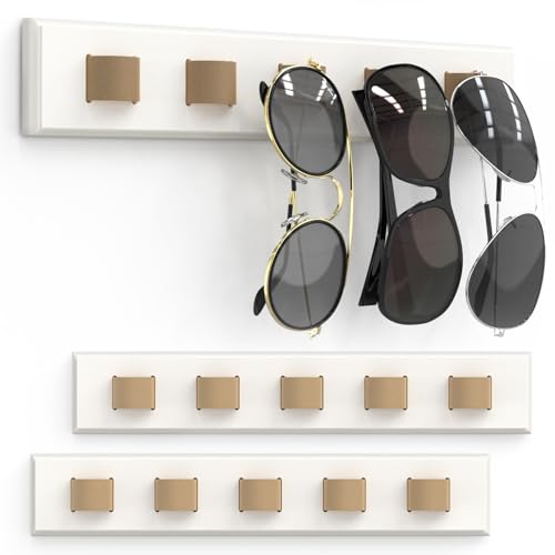 Durmmur Sonnenbrillen-Organizer, Wandmontage, Sonnenbrillen-Organizer, Holz-Brillen-Halter, Sonnenbrillen-Halter zum Aufhängen Ihrer mehreren Brillen, für Wand, Heimdekoration (cremefarben) von Durmmur