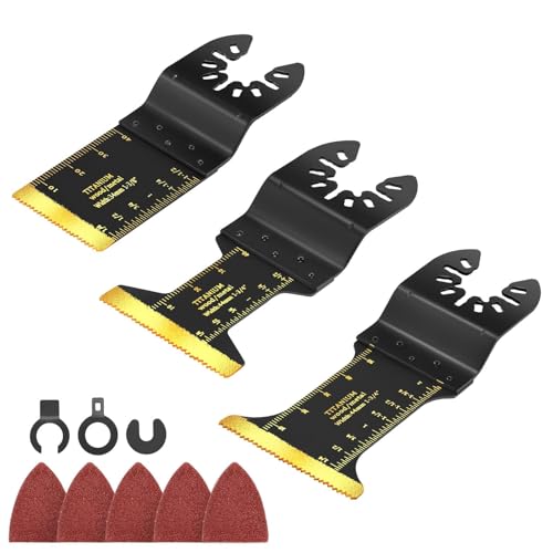 Durofort 3tlg Titanium Multitool Sägeblätter Kit mit Schleifpapier, Multifunktionswerkzeug Zubehör für Metall, Holz, Nägel, Schrauben Schneiden für Dewalt Makita Bosch Craftsman Milwaukee und Mehr Durofort 3tlg Titanium Multitool Sägeblätter Kit mit Schleifpapier, Multifunktionswerkzeug Zubehör für Metall, Holz, Nägel, Schrauben Schneiden für Dewalt Makita Bosch Craftsman Milwaukee und Mehr von DuroFort