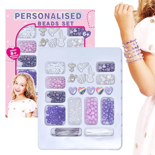 Duroecsain Armband Bastelset,Mädchen Armband Perlen Schmuck Set - Farbiges Schmuckzubehör Jewelry Spielzeug Für Erwachsene Kinder Teens Geburtstag Weihnachten Halloween Schule Reisen Zuhause von Duroecsain