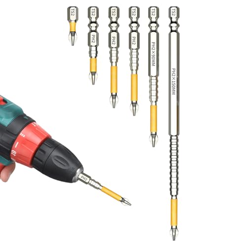 Duroecsain Bohrer-Schraubendreher-Bitset | Magnetische Wechselbits Mit Rutschfestem Griff | Stoßfestes Elektrikerwerkzeug Mit 25 50 65 70 90 150mm Für Heimwerker Kfz Holzarbeiten Montage von Duroecsain