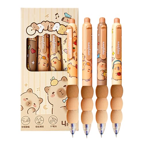 Duroecsain Gelstifte mit Radiergummi 4 Stück, Schnell Trocknende Tinte - Feine Spitze, 0,5 mm Schwarze Tinte - Glattes Schreiben für Schule Büro Zuhause von Duroecsain