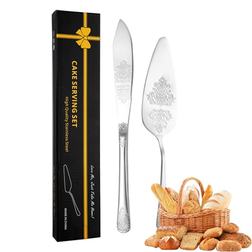 Duroecsain Kuchenschneider aus Edelstahl, Kuchenschneider-Set aus Edelstahl, Kuchenschneider und Tortenschneider für Hochzeiten, Schneidset Duroecsain Kuchenschneider aus Edelstahl, Kuchenschneider-Set aus Edelstahl, Kuchenschneider und Tortenschneider für Hochzeiten, Schneidset von Duroecsain
