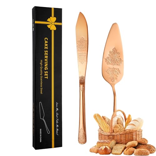 Duroecsain Kuchenschneider aus Edelstahl, Kuchenschneider-Set aus Edelstahl, dekorativer Hochzeits-Kuchenschneider und Kuchenspatel, Schneidset Duroecsain Kuchenschneider aus Edelstahl, Kuchenschneider-Set aus Edelstahl, dekorativer Hochzeits-Kuchenschneider und Kuchenspatel, Schneidset von Duroecsain