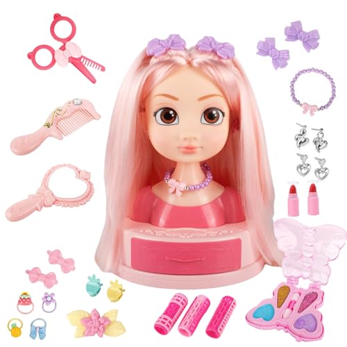 Duroecsain Mädchen Beauty-Salon Set | Puppenkopf Styling-Set mit Schmink-Kosmetik - Interaktives Hairstyling Styling-Spielzeug Für Kindergarten Reisen Schule Duroecsain Mädchen Beauty-Salon Set | Puppenkopf Styling-Set mit Schmink-Kosmetik - Interaktives Hairstyling Styling-Spielzeug Für Kindergarten Reisen Schule von Duroecsain