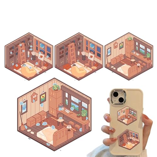 Duroecsain Miniatur-Szenenaufkleber, Sticker, 8 x niedliche Aufkleber für Haus-Szenen, zum Erstellen Ihres eigenen Handwerks von Raumszenen, Dekoration von Duroecsain