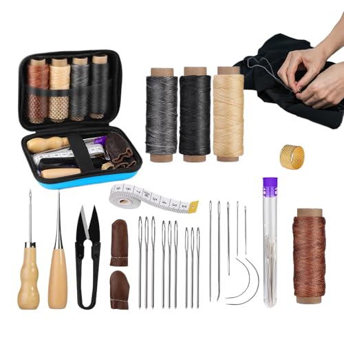 Duroecsain Set aus Leder | Handnähnadeln, Ahle, Garnset, vielseitiges Werkzeugzubehör für Polstermöbel und Sofas Duroecsain Set aus Leder | Handnähnadeln, Ahle, Garnset, vielseitiges Werkzeugzubehör für Polstermöbel und Sofas von Duroecsain