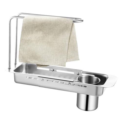 Duroecsain Waschkorb für die Spüle, verstellbar, einziehbarer Korb für die Küchenspüle, verstellbar, aus Edelstahl – Küchenorganizer auf Spüle mit Handtuchhalter Duroecsain Waschkorb für die Spüle, verstellbar, einziehbarer Korb für die Küchenspüle, verstellbar, aus Edelstahl – Küchenorganizer auf Spüle mit Handtuchhalter von Duroecsain