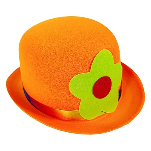 Duroecsain Zirkushut, Flacher Clownhut Mit Blume, Zubehör Für Auftritte, Outdoor, Cosplay Und Karneval Fest von Duroecsain