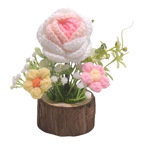 Häkelblumen, Rose, Topf, Sonnenblumendekor zum Häkeln – Häkel-Rosen, Sonnenblumen, Strick Statue | Künstlicher Blumenstrauß im Tischtopf, Armaturenbrettdekoration, für Häkelblumen, Rose, Topf, Sonnenblumendekor zum Häkeln – Häkel-Rosen, Sonnenblumen, Strick Statue | Künstlicher Blumenstrauß im Tischtopf, Armaturenbrettdekoration, für von Duroecsain