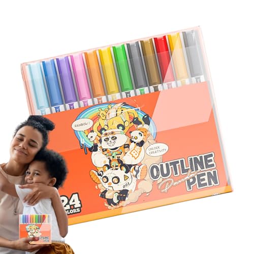Konturmarker, Graffiti-Stifte, Glitzerstifte, kreative Marker zum Zeichnen von Kritzelkarten, Malstifte, Set für Karten von Duroecsain